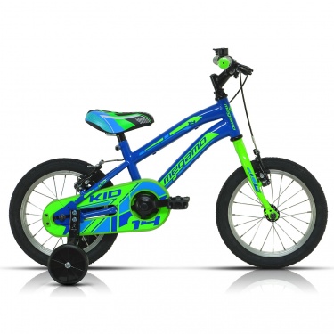 Bicicleta infantil azul y verde Megamo 14 pulgadas