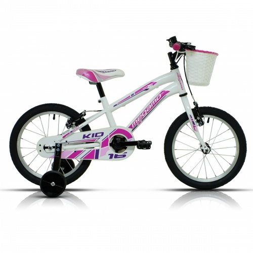 Bicicleta Megamo 16 pulgadas blanco rosa con cesta