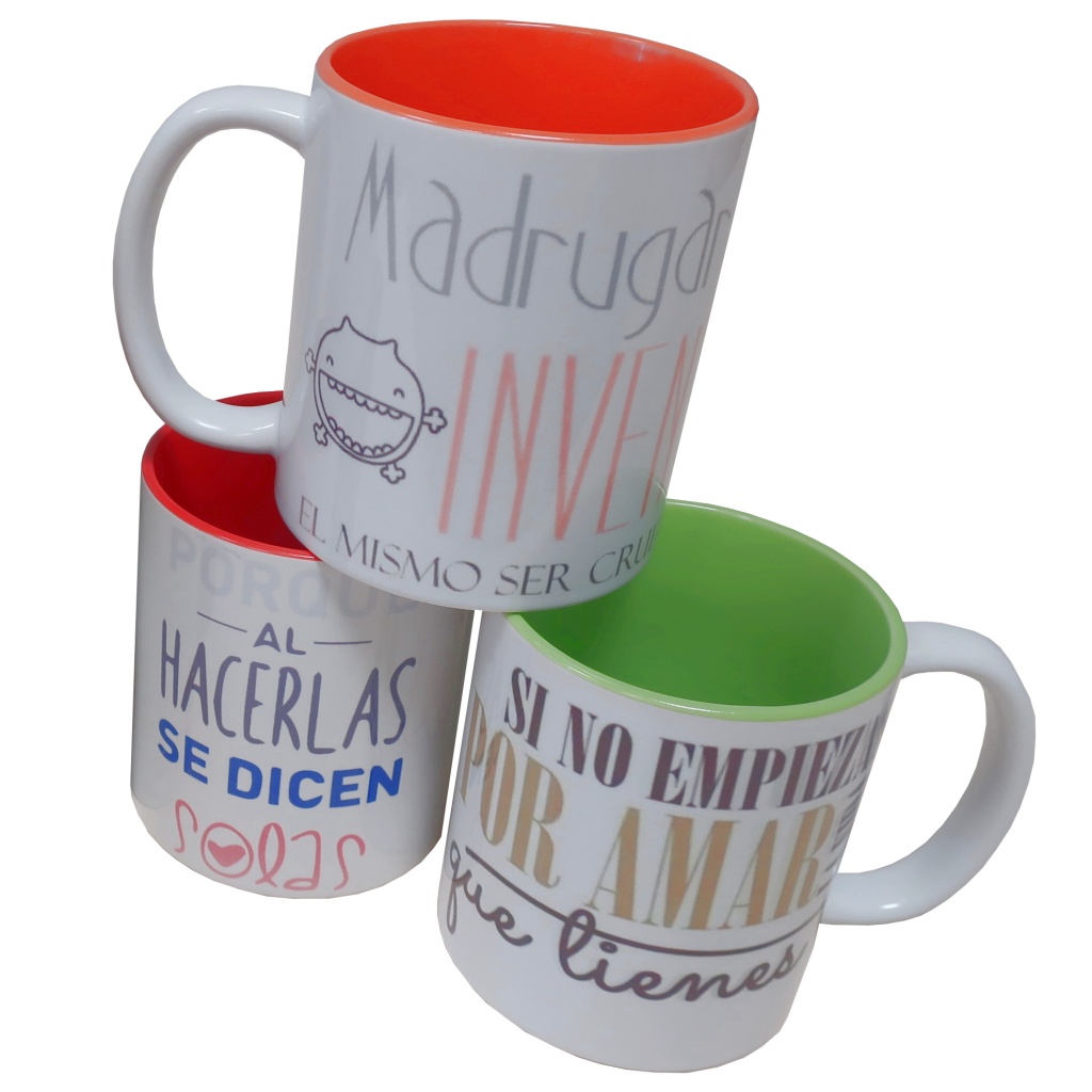 Taza de cerámica personalizable por sublimación y colores a elegir