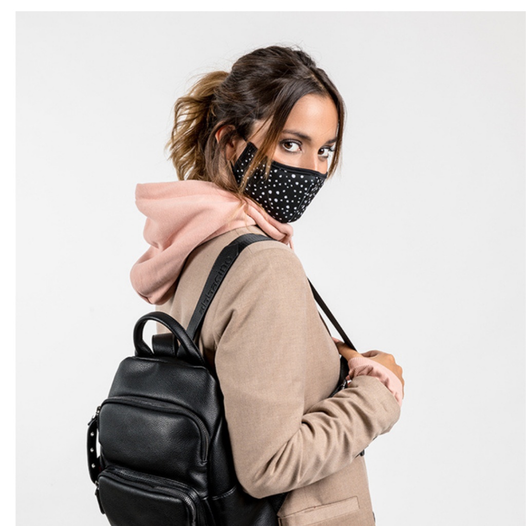 Mascarilla unisex ABBACINO topos negro