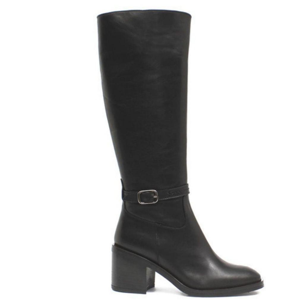 Bota alta Alpe Shoes piel negra lateral