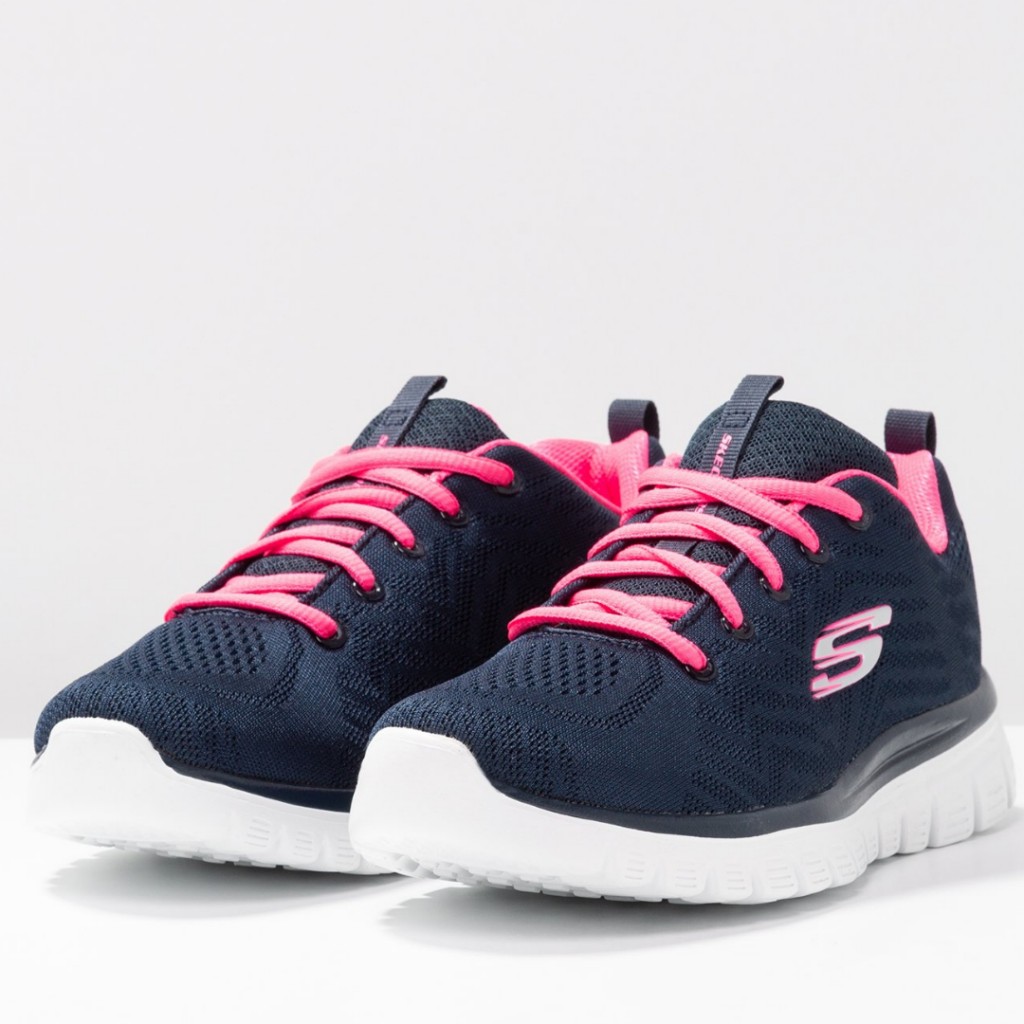 Deportiva de mujer SKECHERS azul y rosa Plantilla Memory Foam |  Complementos Garza