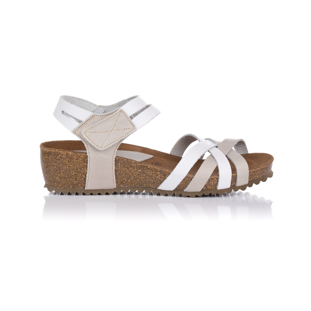 Sandalia suela BIOS cuña tiras piel de colores