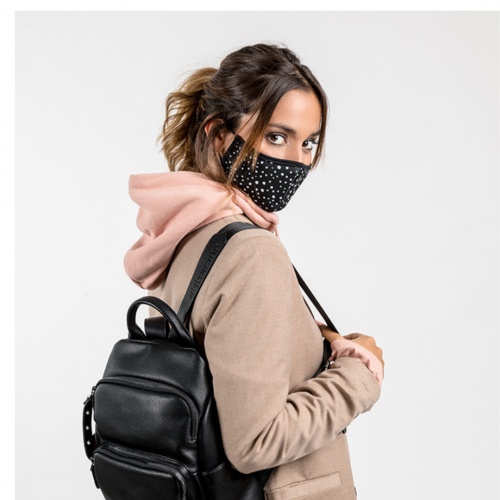 Mascarilla unisex ABBACINO topos negro