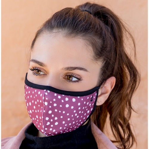 Mascarilla unisex ABBACINO topos burdeos