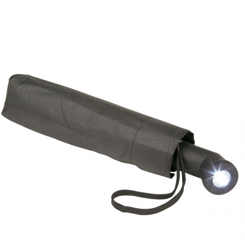 Paraguas plegable negro con linterna