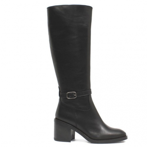 Bota alta Alpe Shoes piel negra lateral