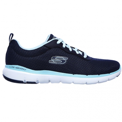 Deportiva mujer Skechers 13070 azul y celeste lateral