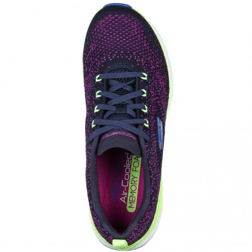 Deportiva mujer Skechers cordones elásticos morada y negro