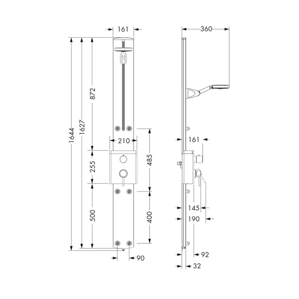 Medidas columna ducha Raindance S 150 cromo