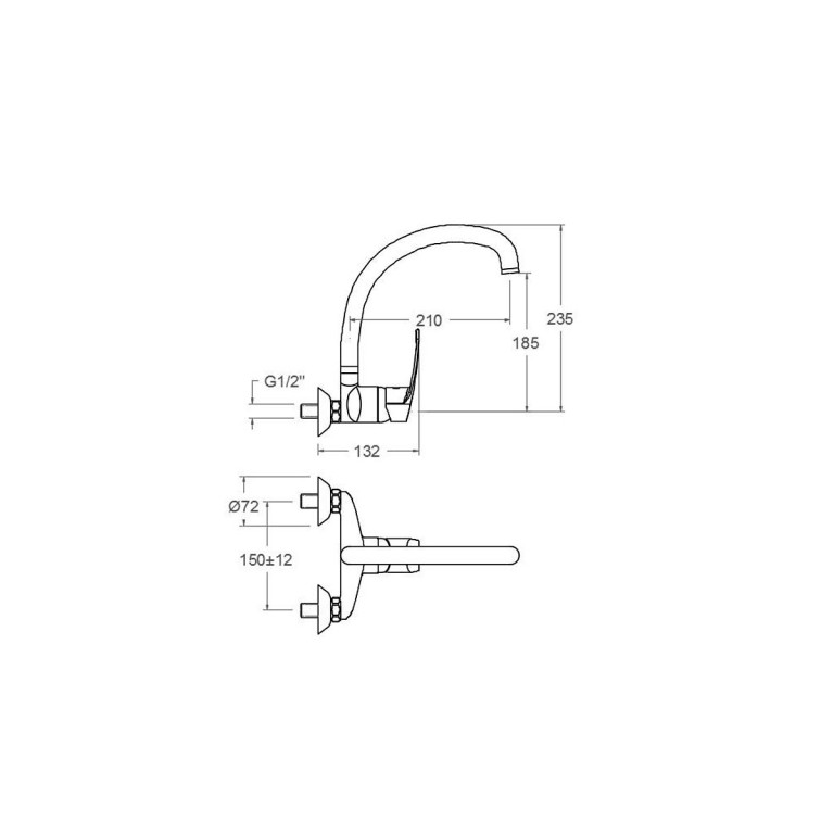 Medidas grifo cocina New Fly 571701CC