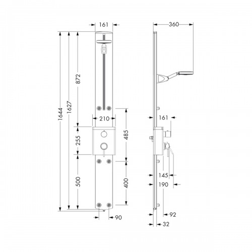 Medidas columna ducha Raindance S 150 cromo