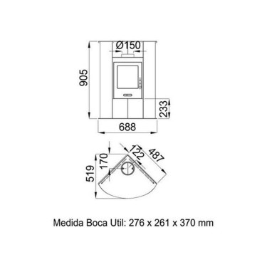Medidas estufa de leña Palma