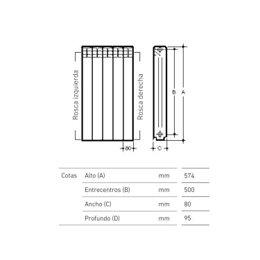 Medidas radiador Condal 60