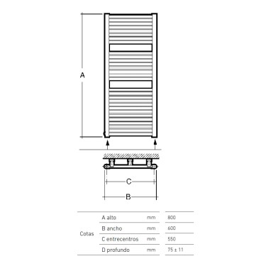 Medidas toallero CL 60 Blanco 800