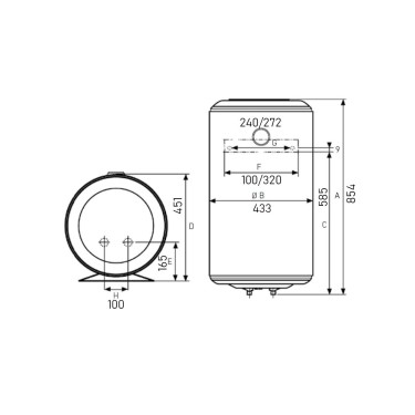 Medidas termo Baxi Serie 5 80L