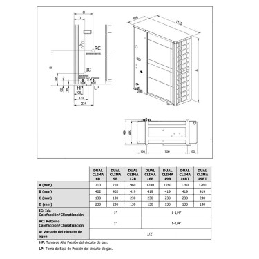 Aerotermia Dual clima 6R medidas