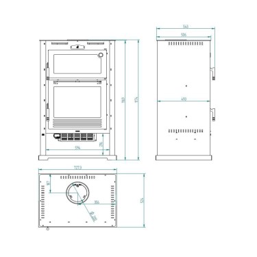 Medidas estufa leña M-107 T