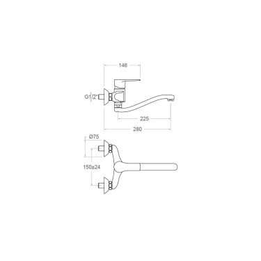 Medidas grifo cocina Titanium 180701CC