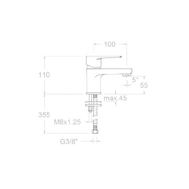 Medidas grifo lavabo Titanium 1891