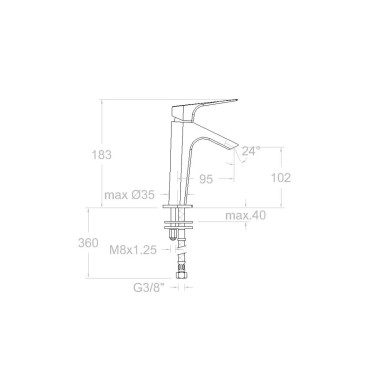 Medidas grifo lavabo Urban Chic 210101NC