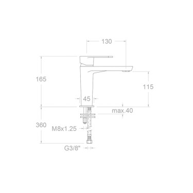 Medidas grifo lavabo Alexia 3604