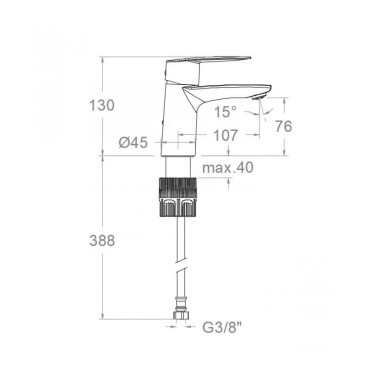 Medidas grifo lavabo Civic 510103