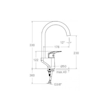 Medidas grifo cocina New Fly 572601