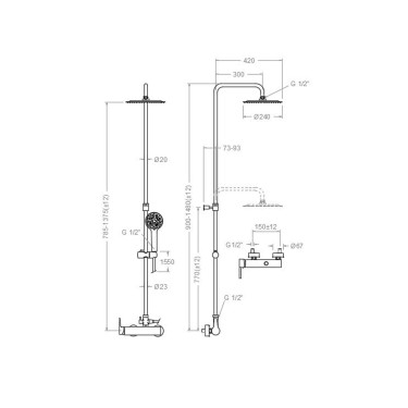 Medidas columna ducha Blautherm 9344RP240