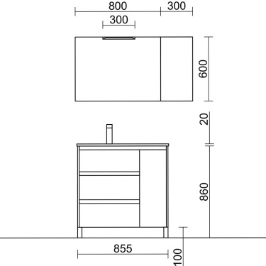 Medidas del conjunto Arenys 855 roble Caledonia