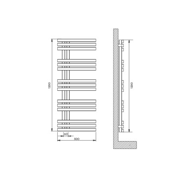 Medidas toallero Verona Cromado 1200 x 500