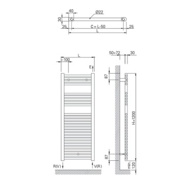 Medidas toallero Zeta T 1200/500