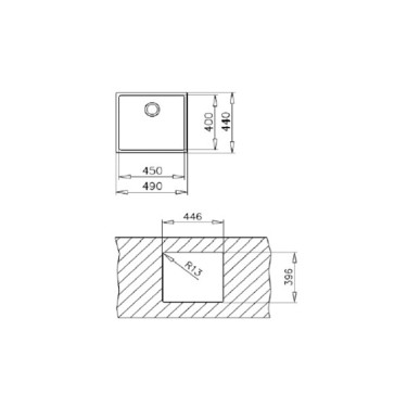 Medidas fregadero cocina Be Linea R15 45.40