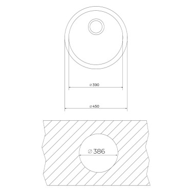 Medidas fregadero cocina Be Ø390