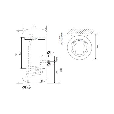 Medidas interacumulador IAM 80L