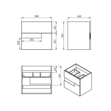 Medidas mueble y lavabo Vision 60