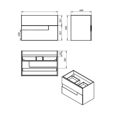 Medidas mueble y lavabo Vision 80