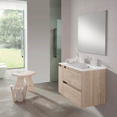 Conjunto de baño Box 90 con lavabo y espejo