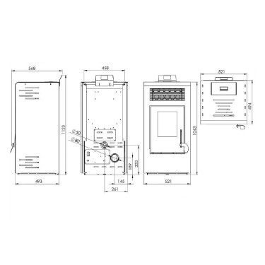 Medidas estufa pellet Alfa 12