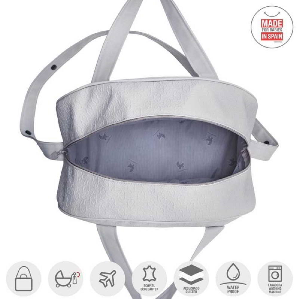 Bolso maternal Prome gris Luxy Cambrass ,abierto