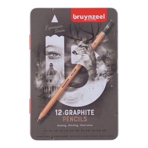 Estuche 12 lapices grafito Bruynzeel