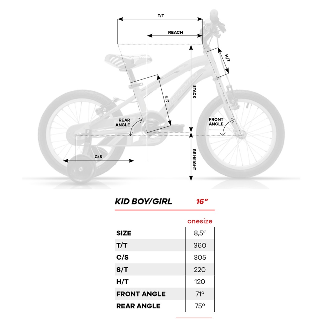 Medidas bicicleta 16 pulgadas