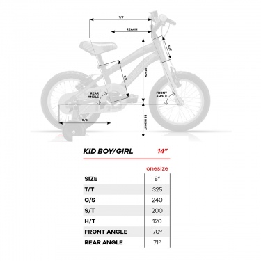 Medida bicicleta infantil 14 pulgadas