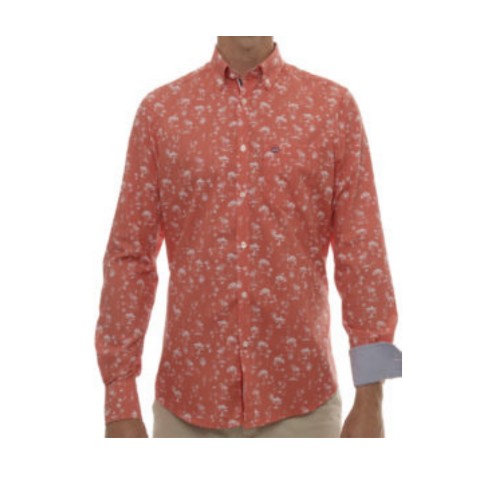 camisa naranja palmeras