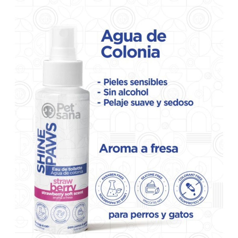 Shine Paws Colonia Fresa 100ml PetSana para perros y gatos