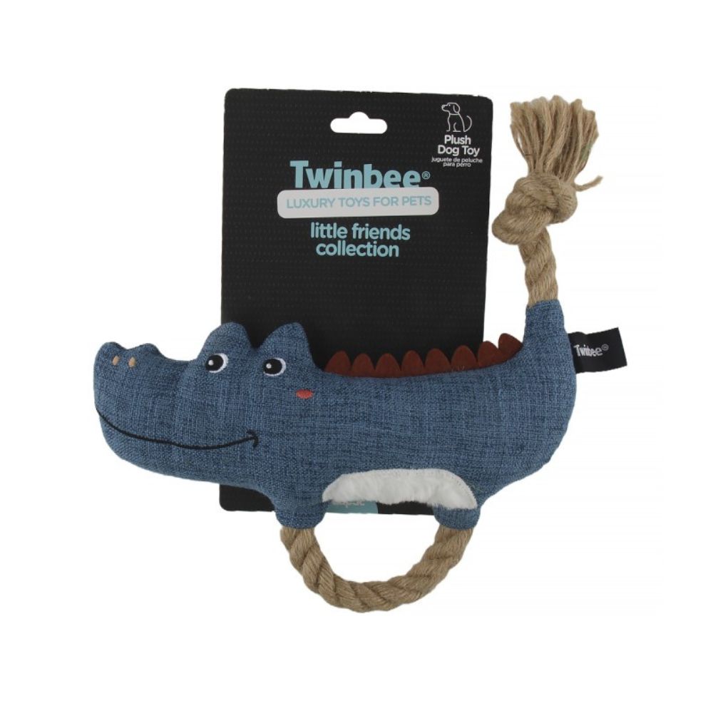 Twinbee Cocodrilo con Tirador y Cuerda para Perro