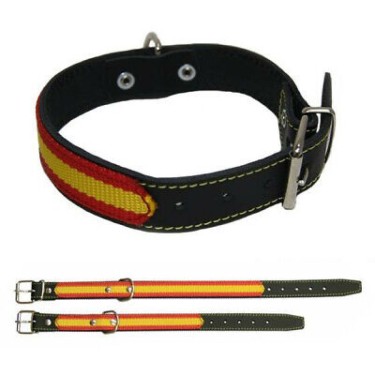 COLLAR BANDERA ESPAÑOLA CUERO 45CM